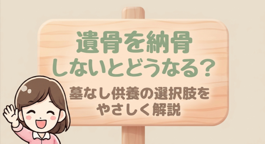 遺骨を納骨しない場合に考えられる墓なし供養の選択肢をやさしく解説する導入スライド
